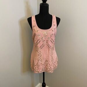 Embellished Pink Sleeveless Top
